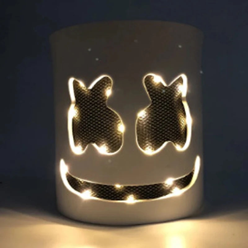 LED DJ Mask Headgear Lifelike Marshmello Mask Breathable Helmet Mask Carnival Festival Halloween Party Props Cosplay.Costume