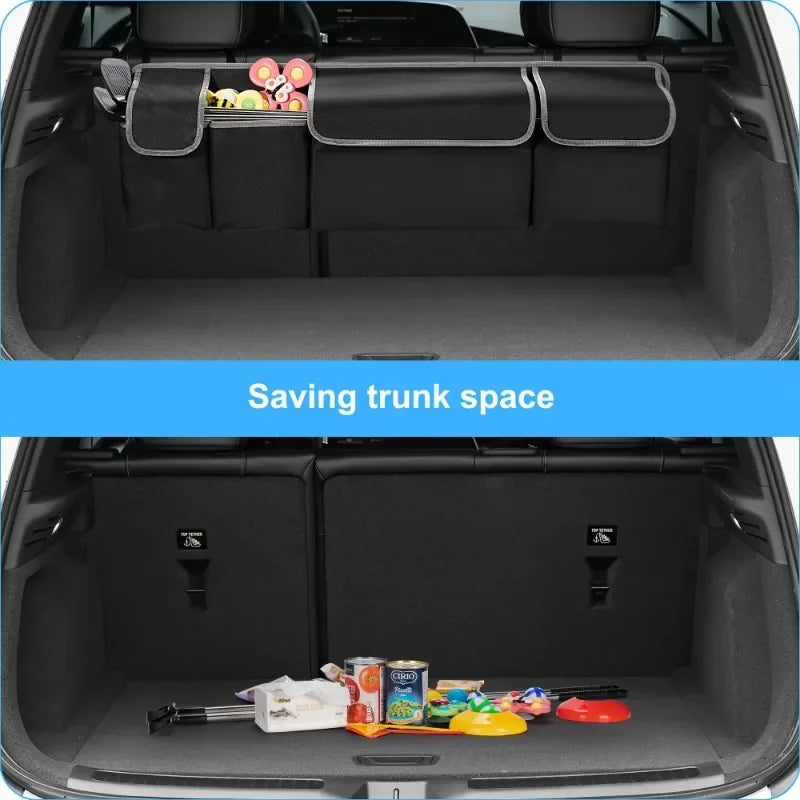 Car Seat Organizer 4 Pocket With 3 Lids Durable Nylon Foldable Storage Multi Functional For SUV Truck Van Car Tools Accessories