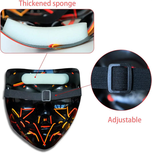 1-Pack Pink-Blue Dual-Color LED Light-Up Mask, Cool Flash, Atmosphere-Boosting, Ideal for Halloween, Carnival & Gifting