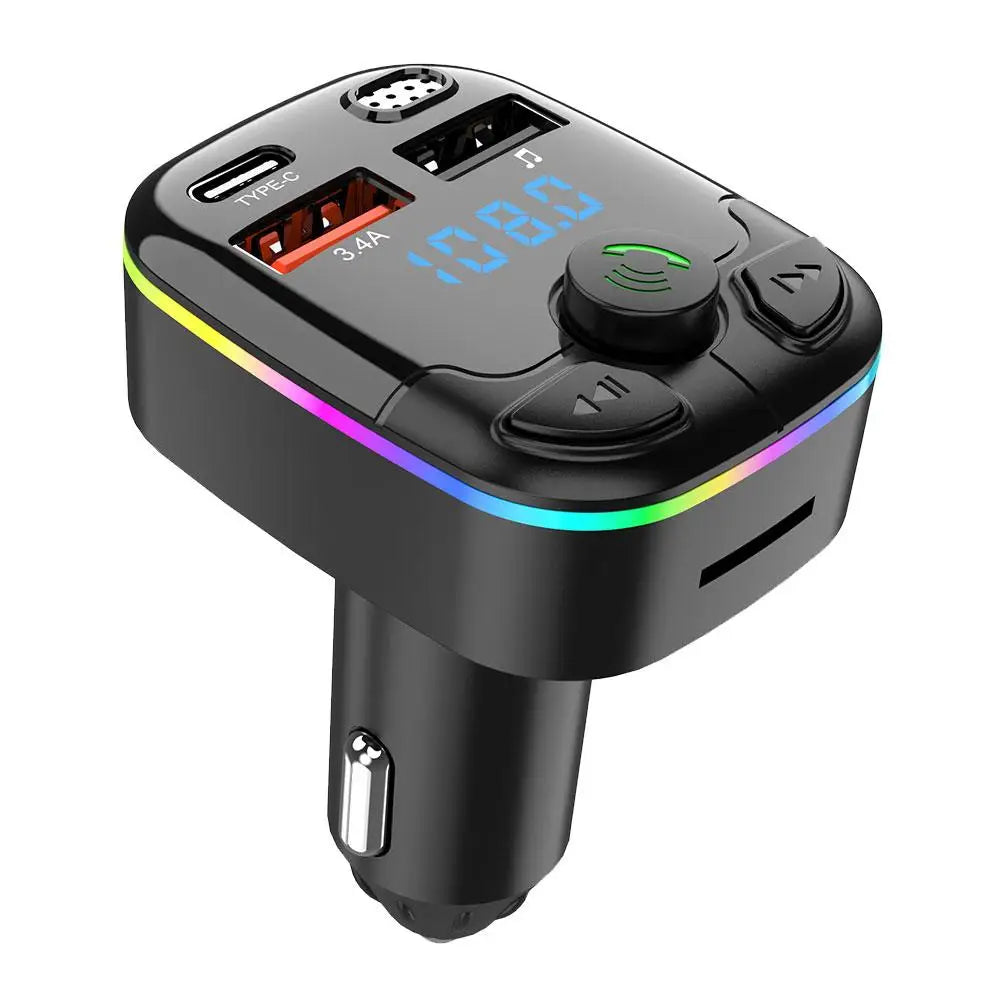 2023 Bluetooth 5.0 FM Transmitter For Car FM/AUX Bluetooth Car Adapter Car Charger Bass Boost 3 Ports Charger Bluetooth Adapter