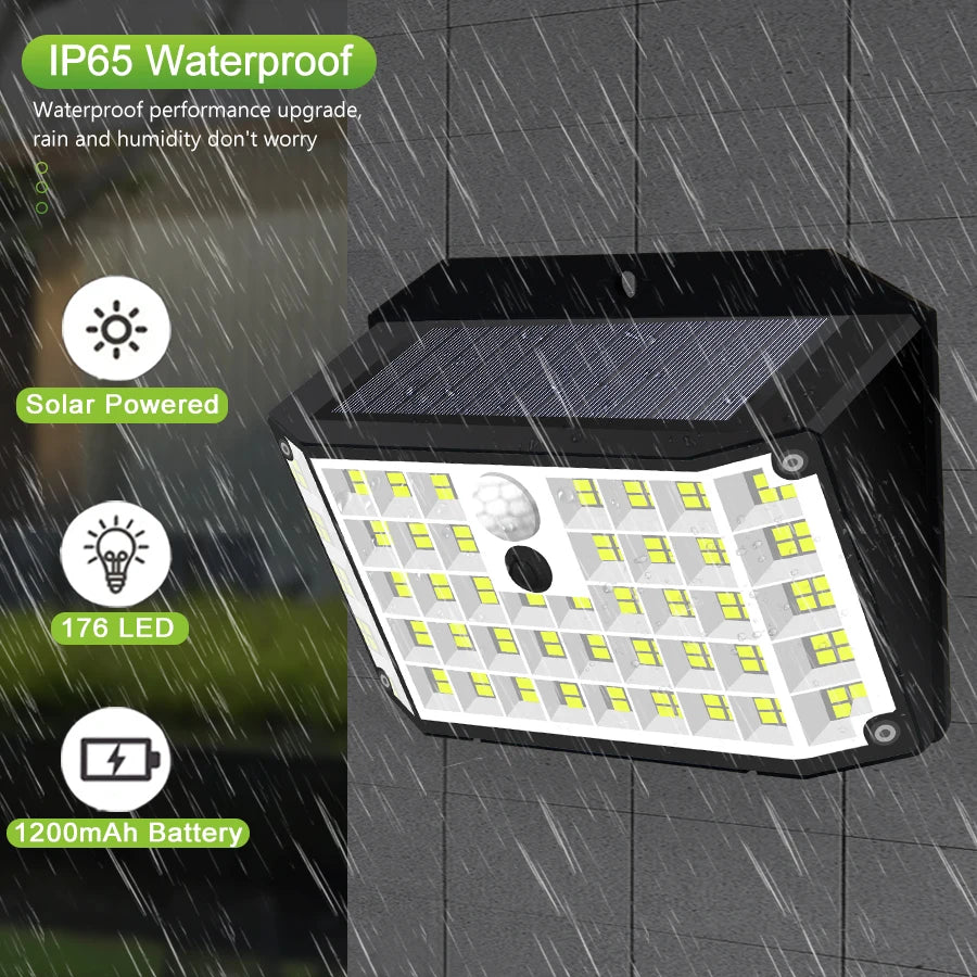 Solar Lights Outdoor Motion Sensor Solar Security Lights IP65 Waterproof with 3 Lighting Modes Powered Wall Lights Outside