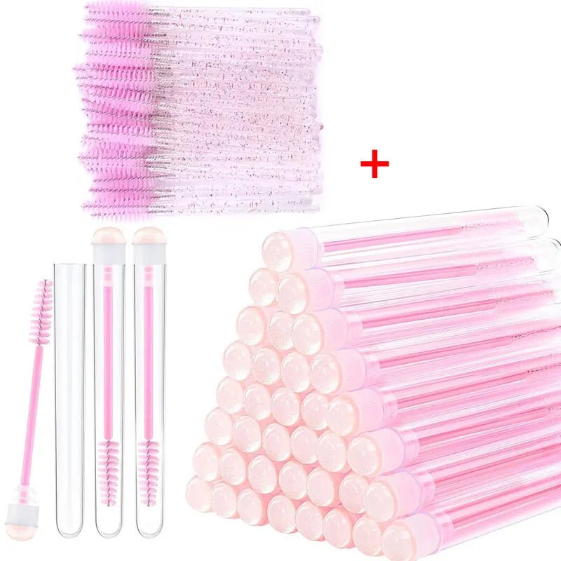 20/5pcs Reusable Eyebrow Brush Tubes Reusable Lash Mascara Wands Lash Extension Brushes Dust-proof Tube Containers Makeup Tools