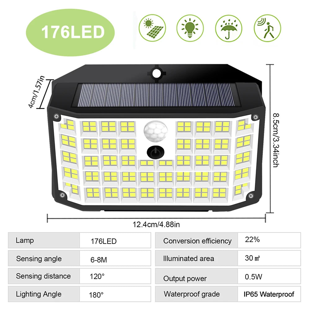 Solar Lights Outdoor Motion Sensor Solar Security Lights IP65 Waterproof with 3 Lighting Modes Powered Wall Lights Outside