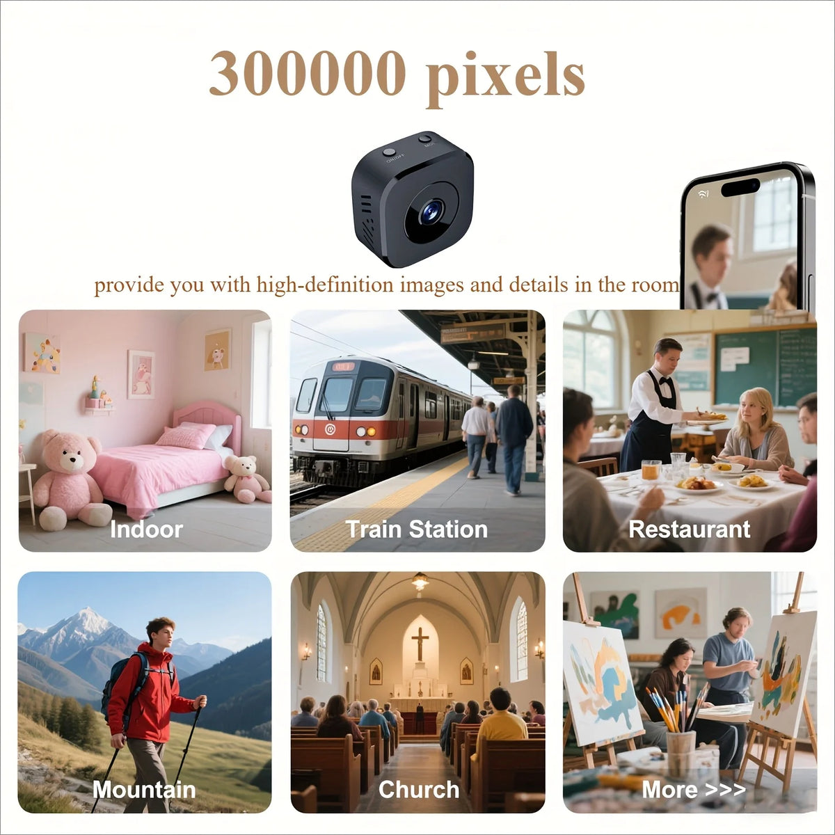 Security Camera HD Mini Full Color Night Vision High Definition WiFi Monitor Waterproof Motion Detect Surveillance Smart Home