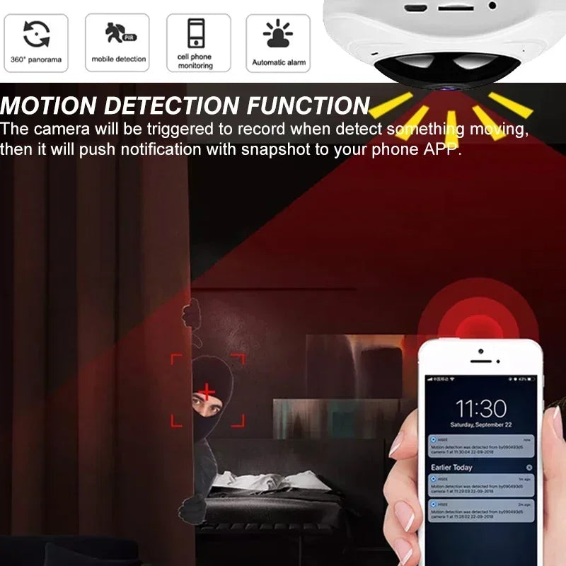 360 Degree Wifi Panoramic Cameras 1080P Security Protection Fisheye IP 3MP Smart Home Night Vision CCTV Surveillance Cameras