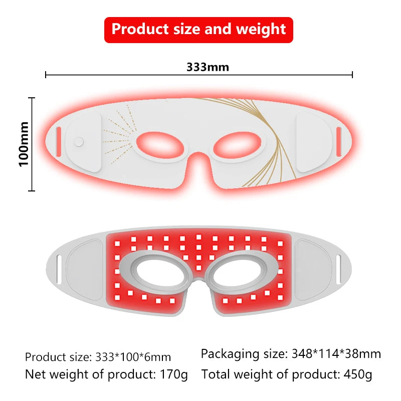 LED Eye Mask, 3 Modes Red Light Therapy, Soothe skin, Lifting Facial Quality, Reduces Dark Circles, Full Eye Coverage, For Women