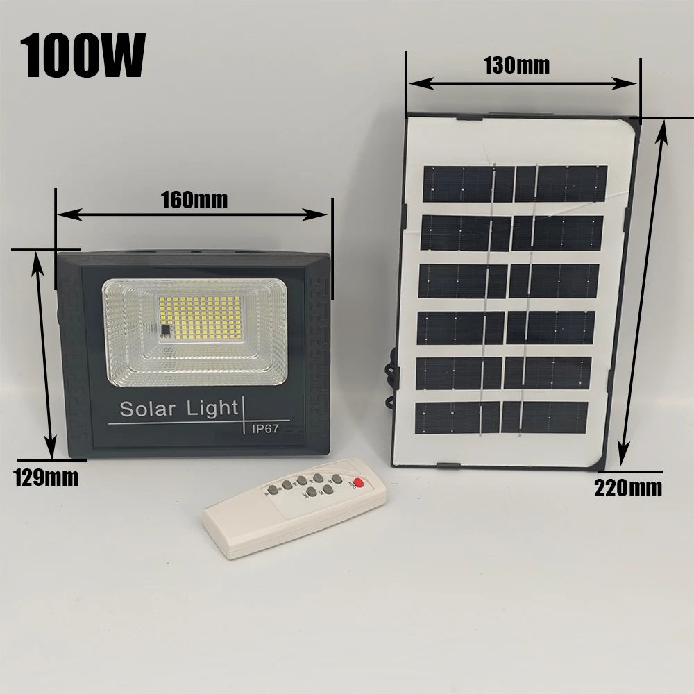 50w 100w 200w 300w 500w Solar Flood Lights LED Solar Powered Spotlight Outdoor Waterproof Reflector Solar with Remote Control