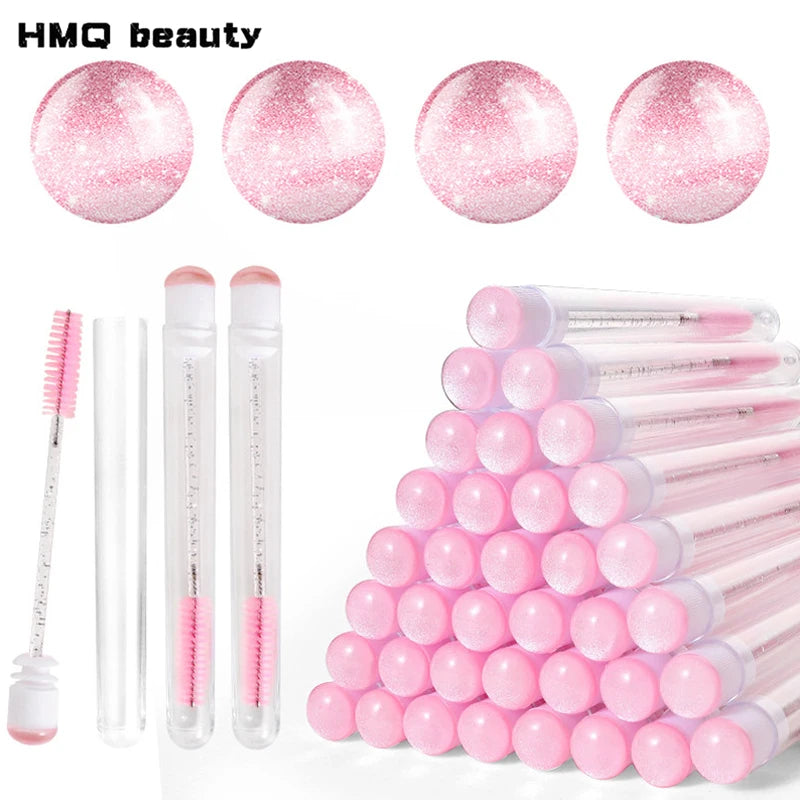 20/5pcs Reusable Eyebrow Brush Tubes Reusable Lash Mascara Wands Lash Extension Brushes Dust-proof Tube Containers Makeup Tools