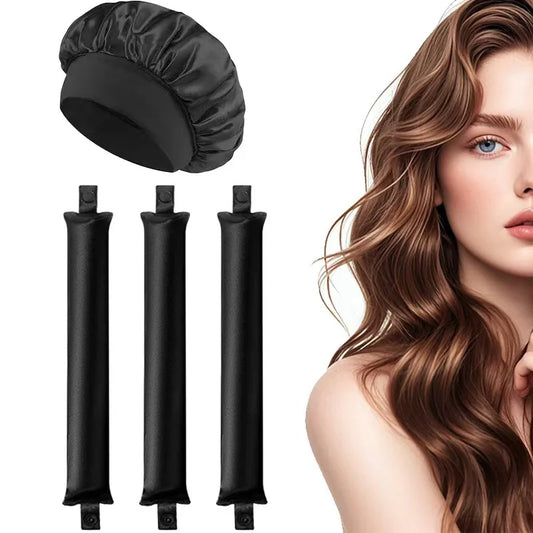 Heatless Curling Rod Headband Lazy Hair Curler No Heat Hair Rollers Curls Sleeping Soft Flexi Rod with Bonnet Hair Styling Tools