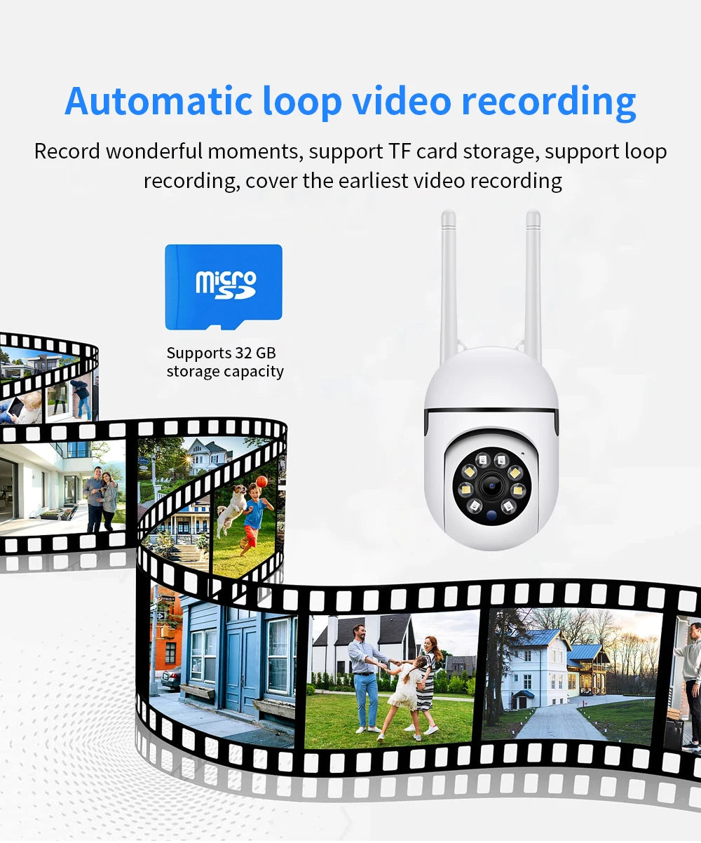 8MP Wifi IP Wireless Security Surveillance PTZ Camera 4X Zoom Cameras Tracking Two-way Audio HD Night Color Cam