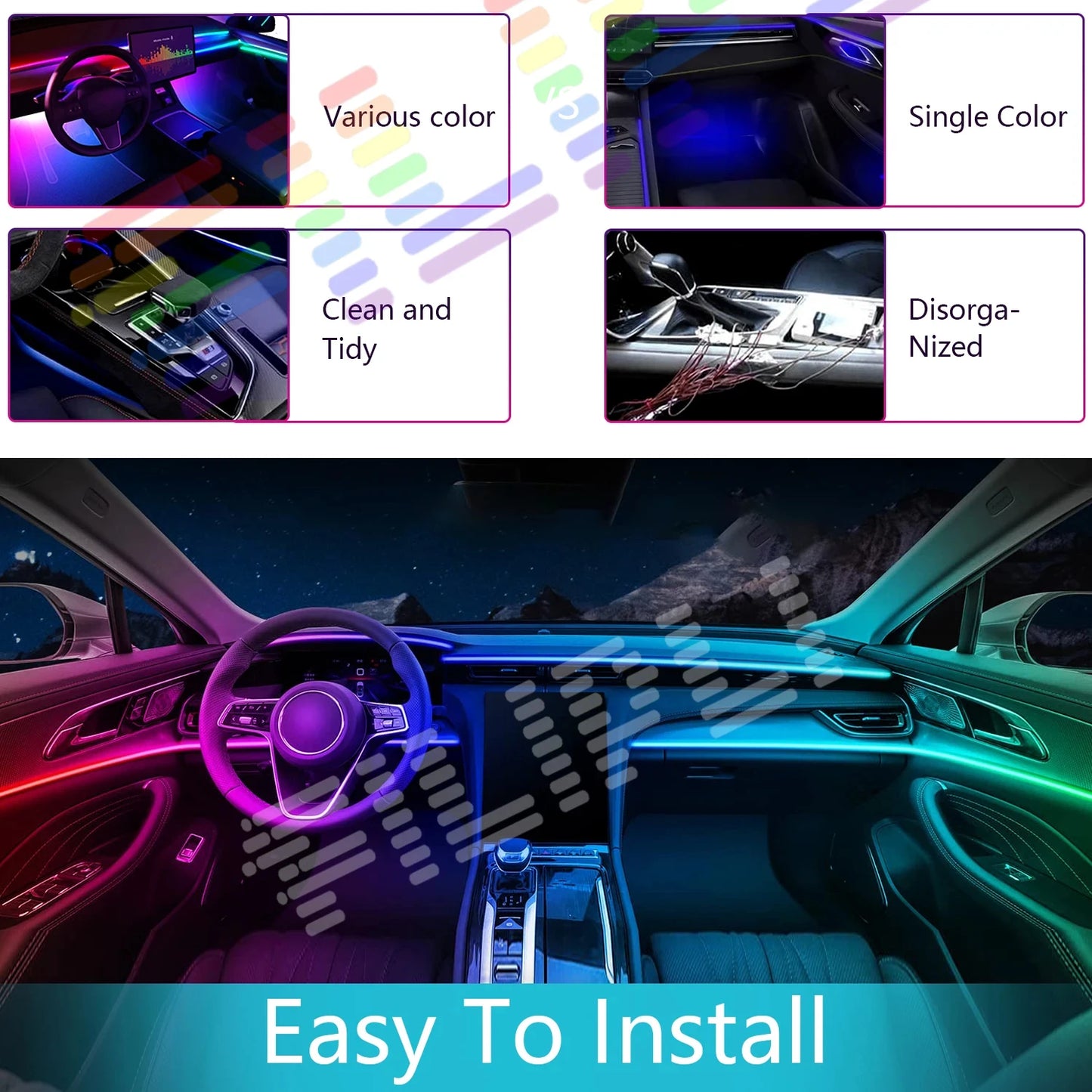 22 In 1 Car LED Interior Ambient Lights: Enhance Your Car's Atmosphere with LED Lights