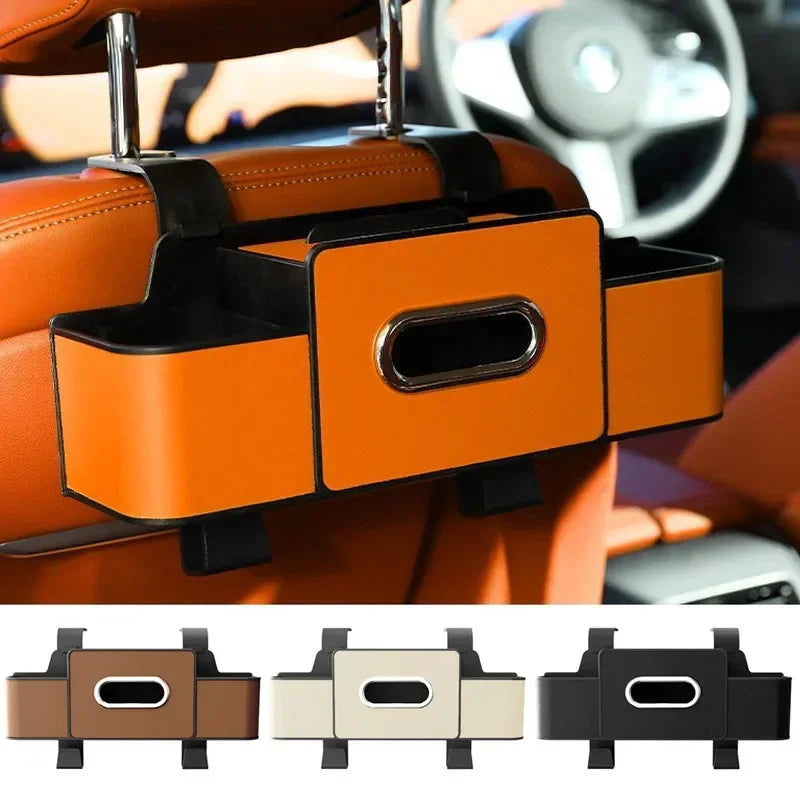 Car Backseat Organizer With Cup Holder+Tissue Box+Phone Mount Auto Seat Back Storage Bag Multifunctional Hanging Organizer