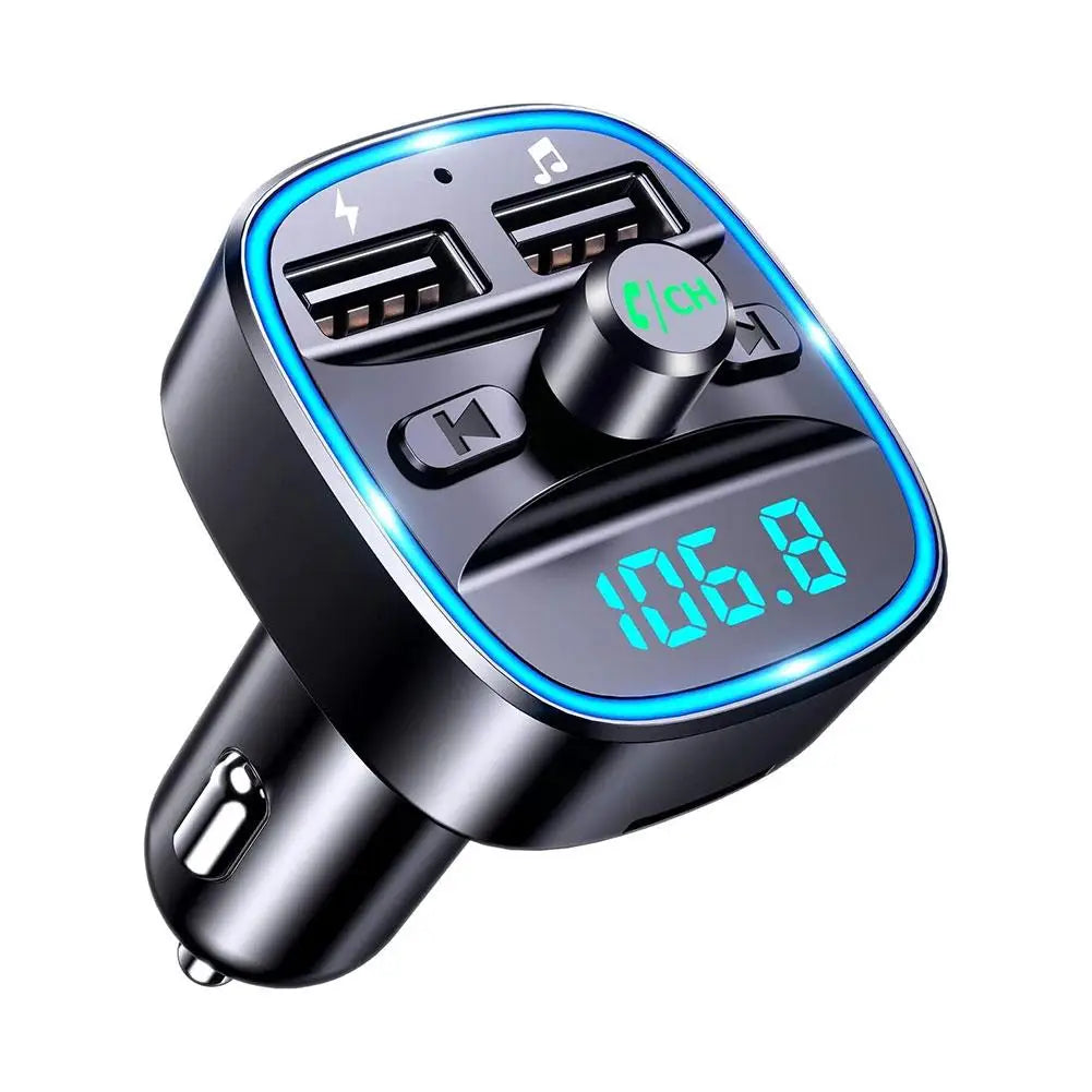 2023 Bluetooth 5.0 FM Transmitter For Car FM/AUX Bluetooth Car Adapter Car Charger Bass Boost 3 Ports Charger Bluetooth Adapter