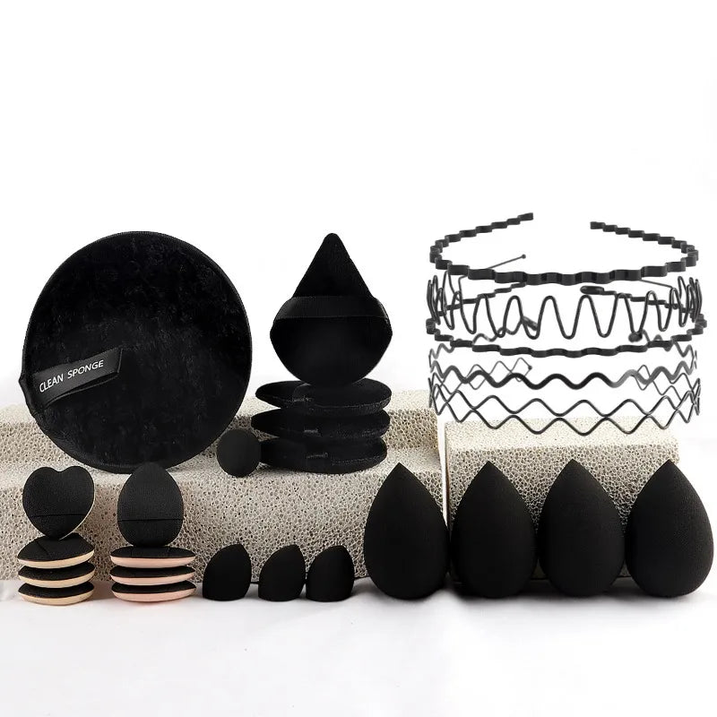 47 piece set of beauty tools, small fragrance makeup bag, makeup brush set, portable toiletry, travel, powder puff, makeup