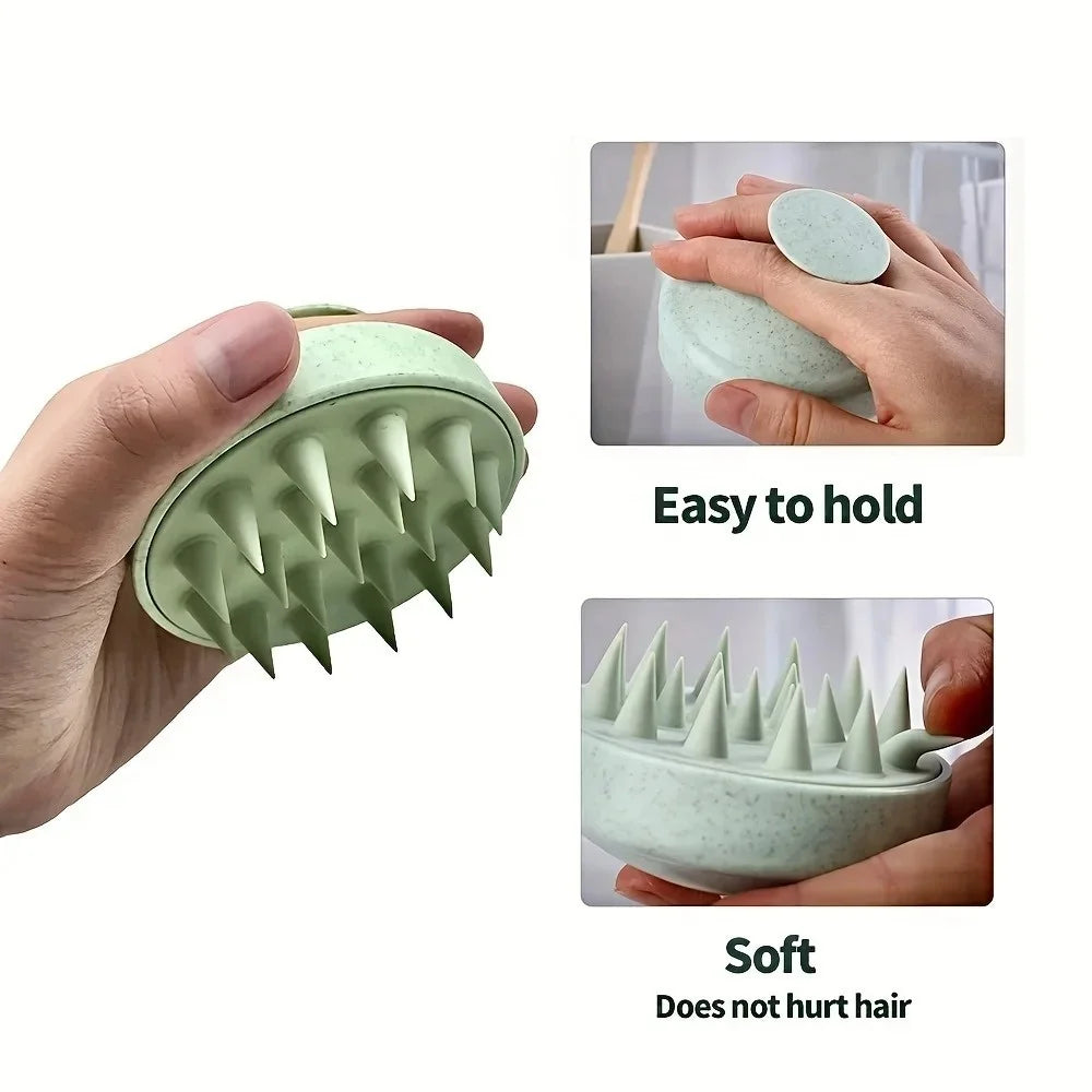 Hair Massager Comb Head Cleaning and Massage Silicone Brush Wet and Dry Scalp Massage Brush Non-invasive Scalp Deep Conditioning