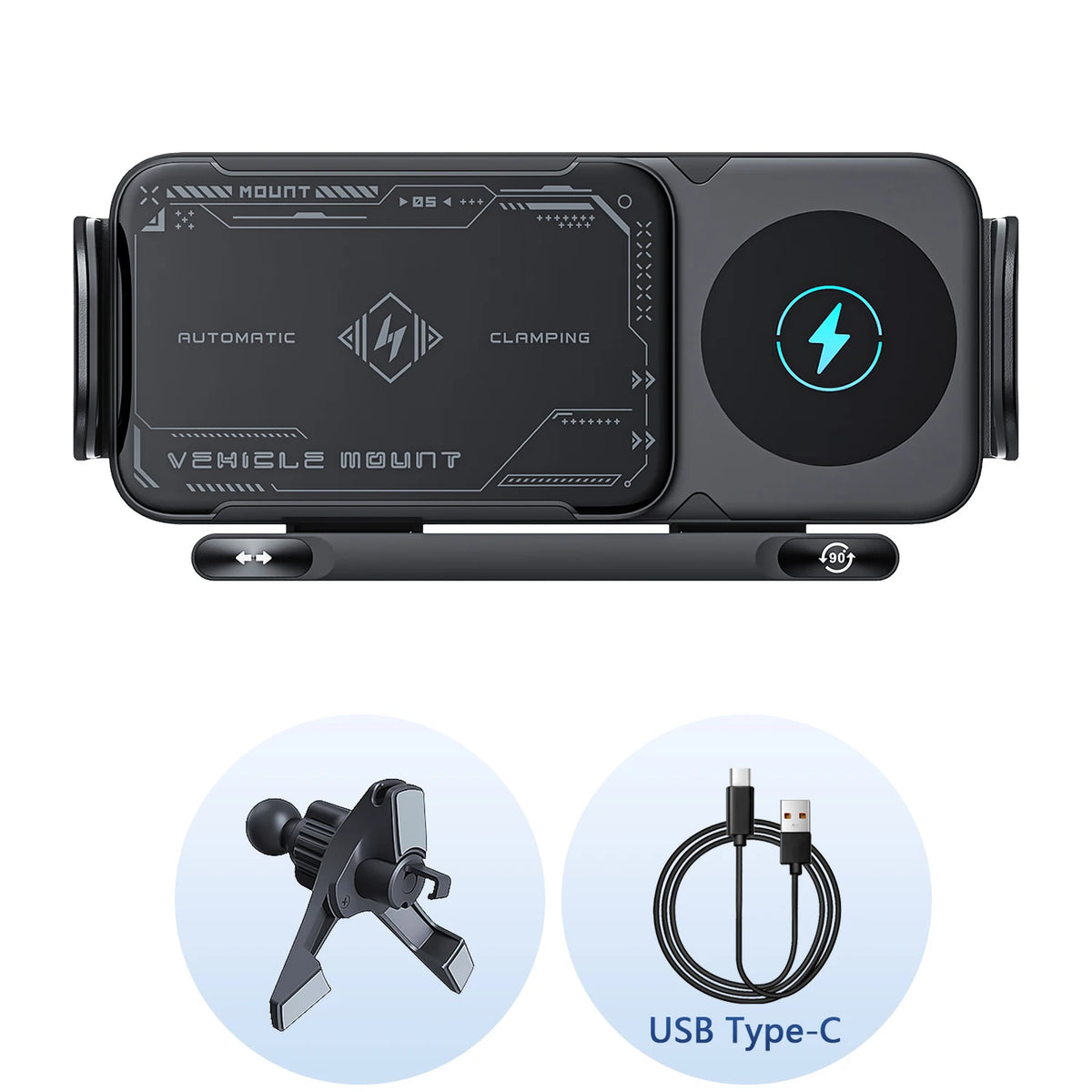Universal Car Phone Holder Wireless Charger Phone Mount Intelligent Induction Electric Rotation Phone Holder Charger Magsafe