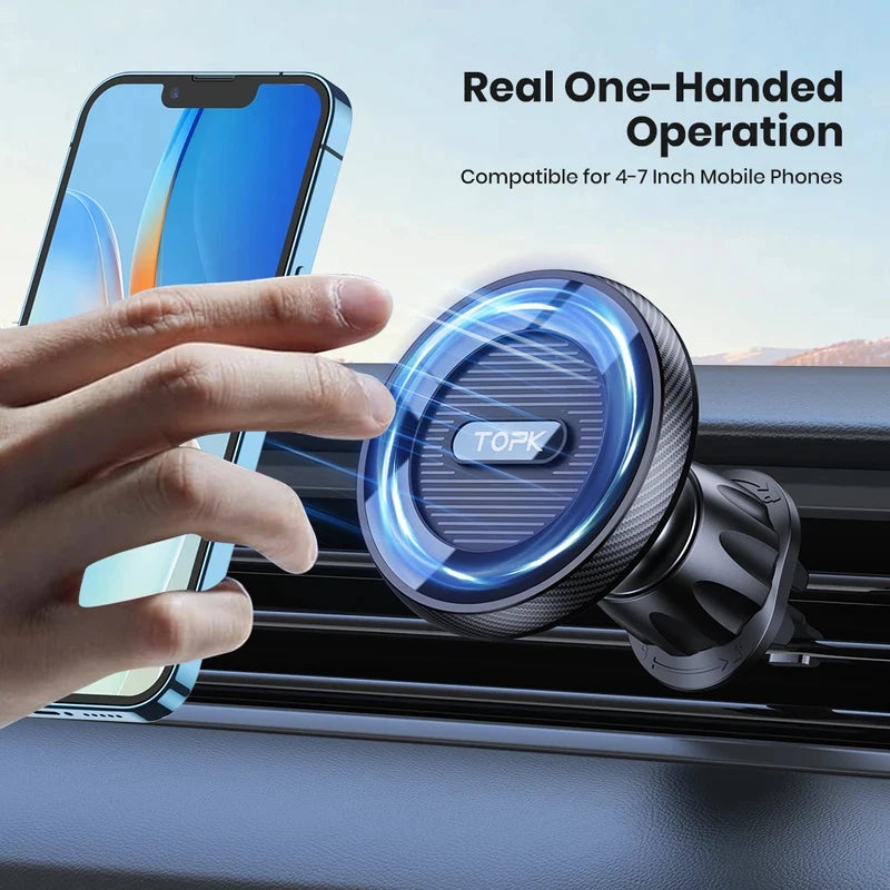Magnetic Car Holder FOR Phone FOR Magsafe, Powerful Magnetism Premium Metal Hook, Single-Hand Operation Air Vent Mount