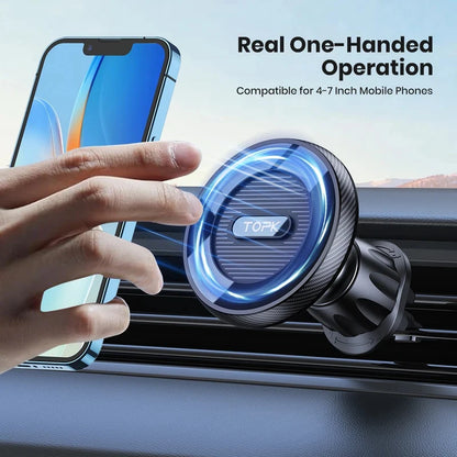 Magnetic Car Holder FOR Phone FOR Magsafe, Powerful Magnetism Premium Metal Hook, Single-Hand Operation Air Vent Mount
