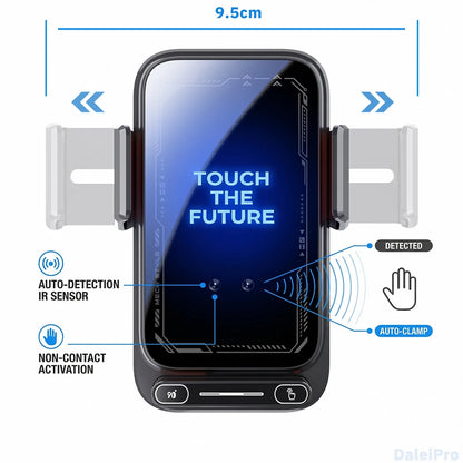 Car Phone Charger Phone Holder 15W Wireless &amp; Wired Charger Auto Sensing One-Touch Release and Rotation Qi FCC ROHS Certified