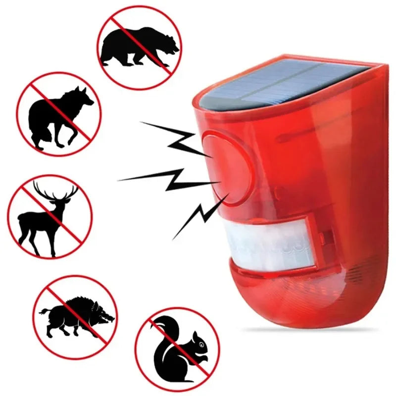 Solar Lamps Infrared Motion Sensor Alarm Siren Strobe Light For Home Garden Carage Field Wild Animals Security Alarm Salor Lamp