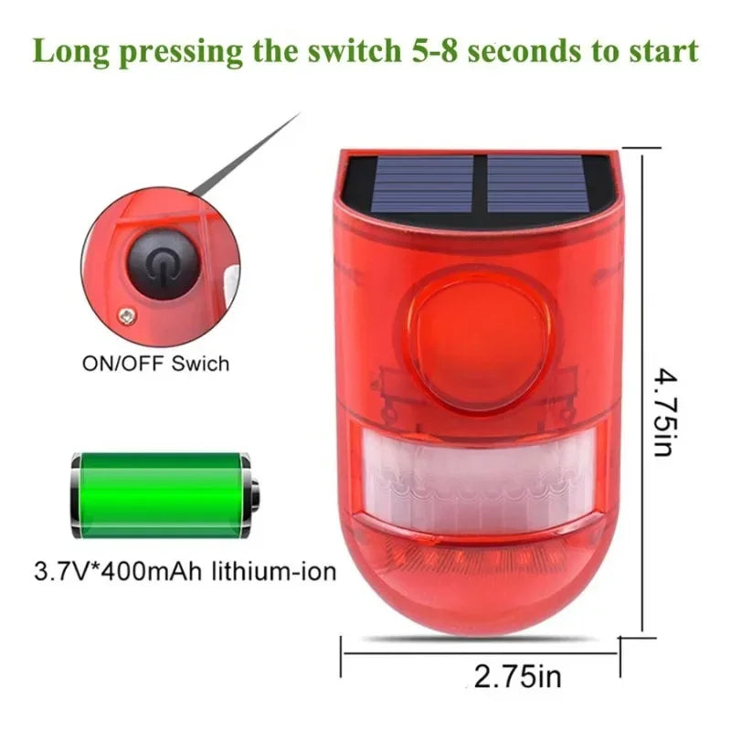 Solar Lamps Infrared Motion Sensor Alarm Siren Strobe Light For Home Garden Carage Field Wild Animals Security Alarm Salor Lamp