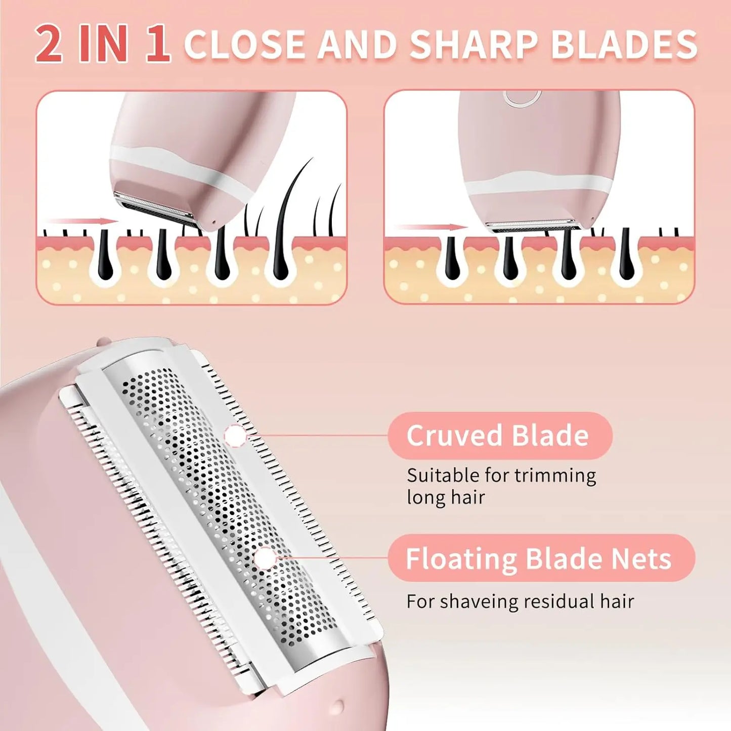 Facial Hair Remover for Women  Wet Dry Use Electric Shaver Portable Bikini Trimmer for Face,Legs,Underarms and Bikini Line