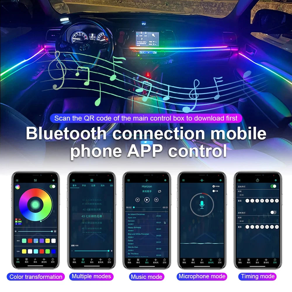 22 In 1 Car LED Interior Ambient Lights: Enhance Your Car's Atmosphere with LED Lights