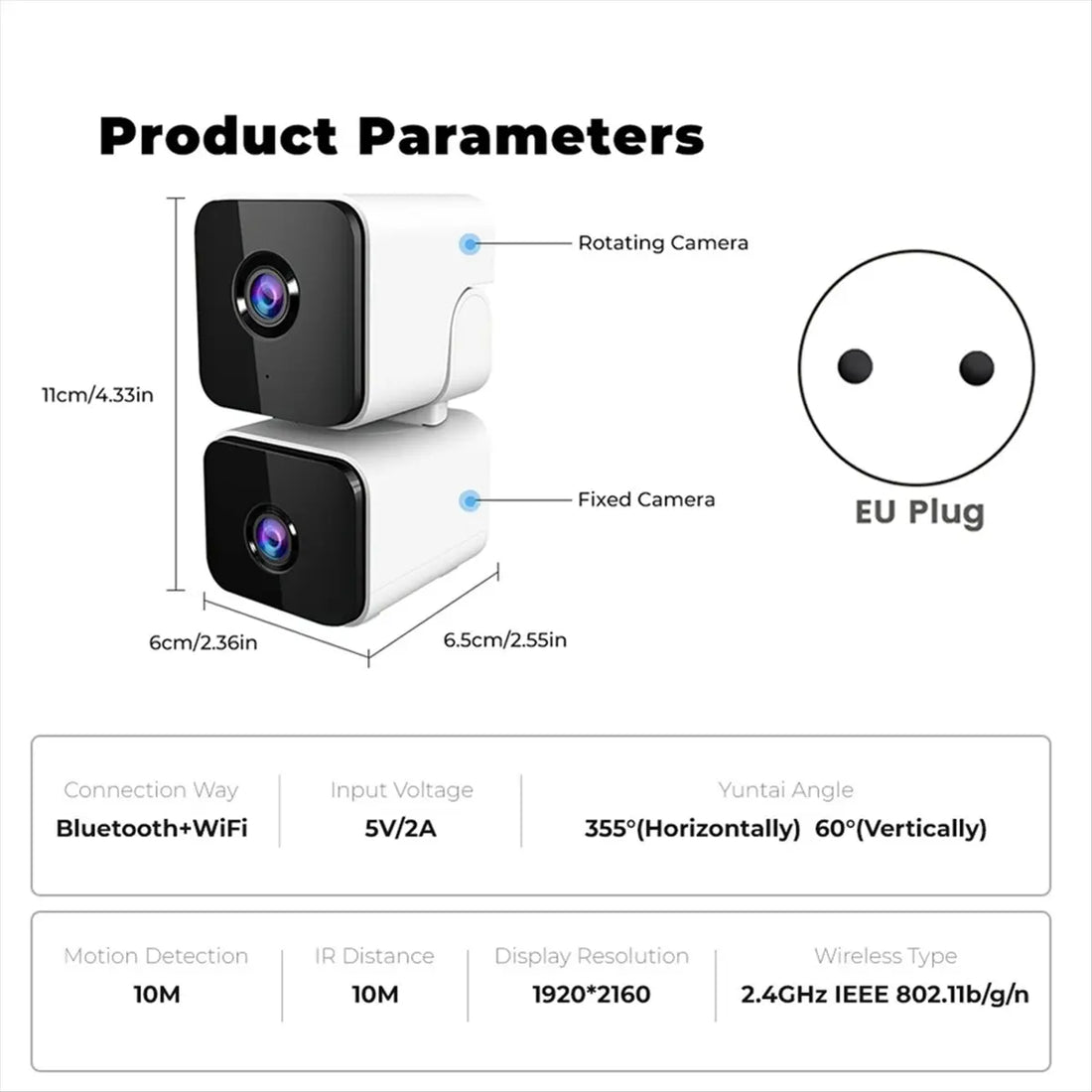 4MP Tuya WiFi Camera Dual Lens Dual Screen Human Tracking Ai Human Detection Video Surveillance SmartLife Camera EU PLUG