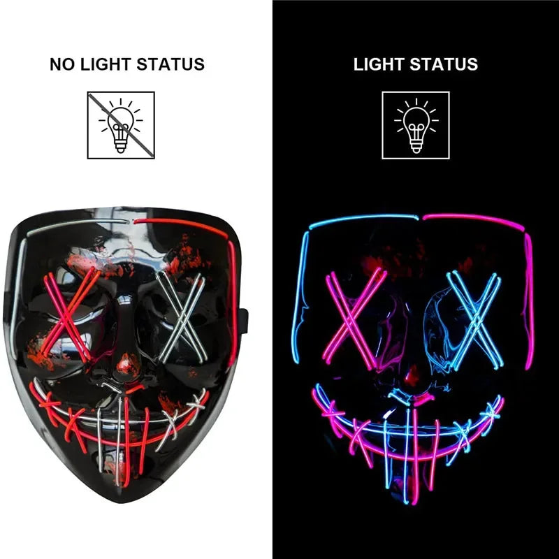Halloween Mask LED Light Up Mask Scary Mask for Festival Cosplay Halloween Costume Masquerade Parties, Carnival, Gift