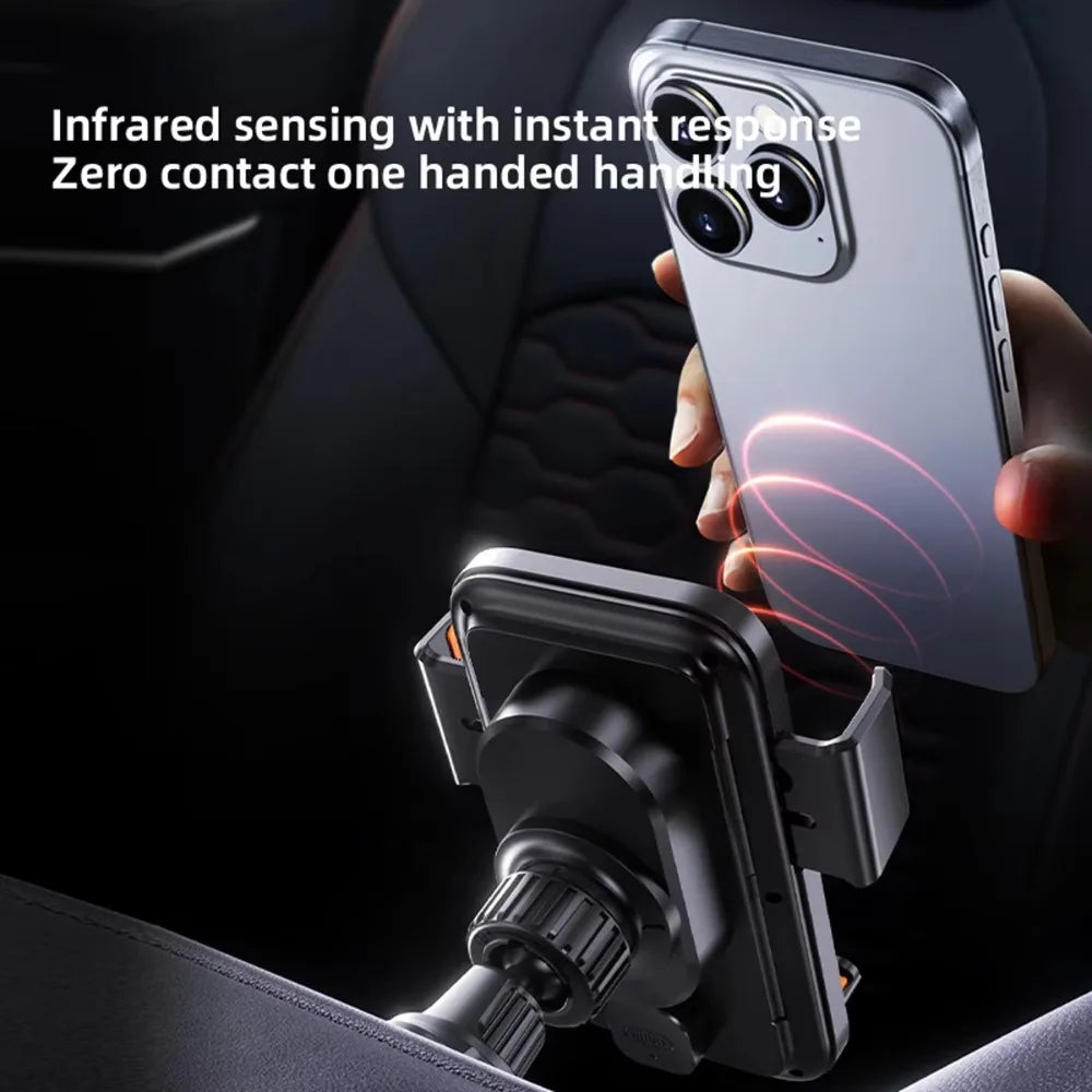 2026 New 15W Wireless Wired Car Charger Phone Holder Auto Sensing One Touch Release 360 Rotation Qi Certified Auto Accessories