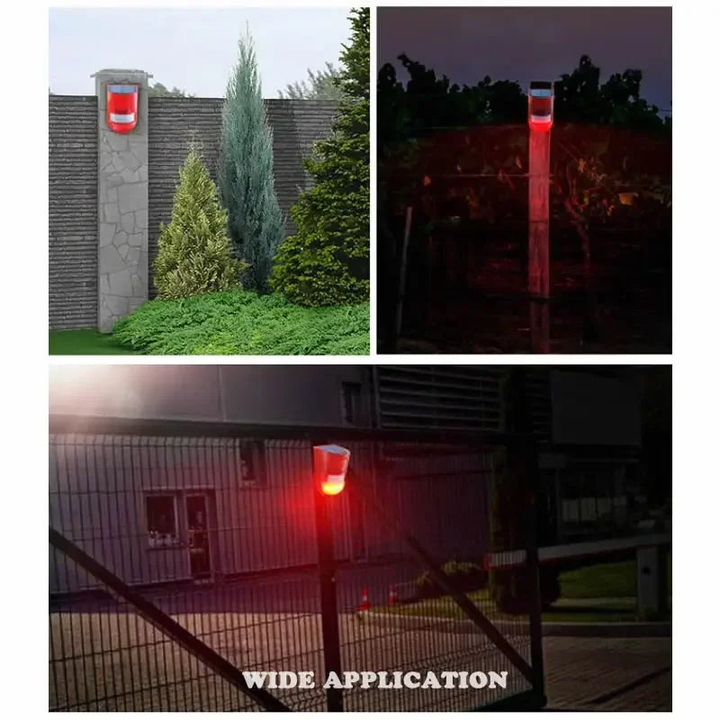 Solar Lamps Infrared Motion Sensor Alarm Siren Strobe Light For Home Garden Carage Field Wild Animals Security Alarm Salor Lamp