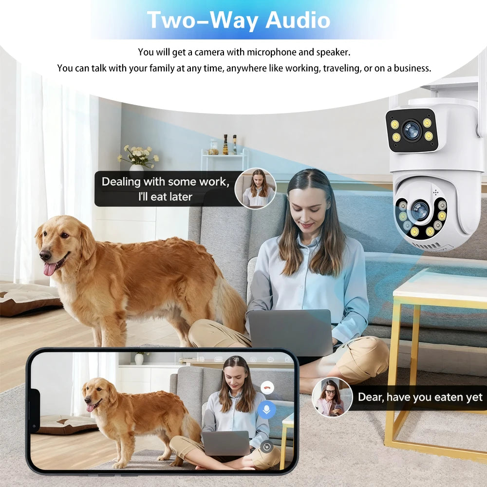 8MP IPC360 Home WIFI IP Camera Dual Lens 2 Screen PTZ Two Way Audio Color Night Vision Outdoor CCTV Surveillance Wireless Camera