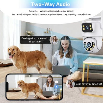 8MP IPC360 Home WIFI IP Camera Dual Lens 2 Screen PTZ Two Way Audio Color Night Vision Outdoor CCTV Surveillance Wireless Camera