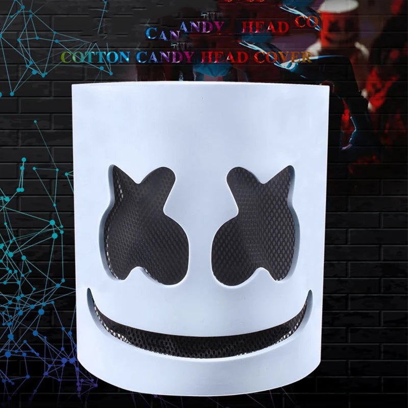 LED DJ Mask Headgear Lifelike Marshmello Mask Breathable Helmet Mask Carnival Festival Halloween Party Props Cosplay.Costume