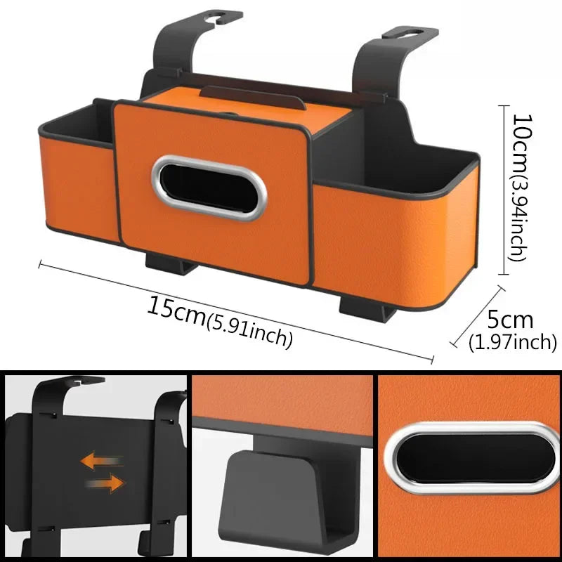 Car Backseat Organizer With Cup Holder+Tissue Box+Phone Mount Auto Seat Back Storage Bag Multifunctional Hanging Organizer