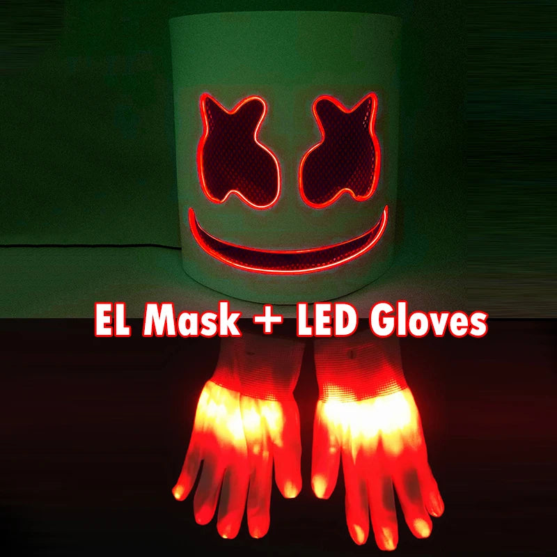 LED DJ Mask Headgear Lifelike Marshmello Mask Breathable Helmet Mask Carnival Festival Halloween Party Props Cosplay.Costume