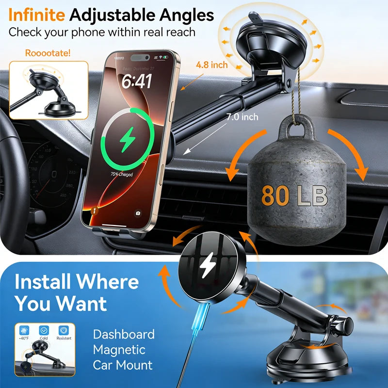 New Chargers Adapters Magnetic Wireless Car Charger Fast Charging Windshield Car Phone Holder Consumer Electronics Accessories
