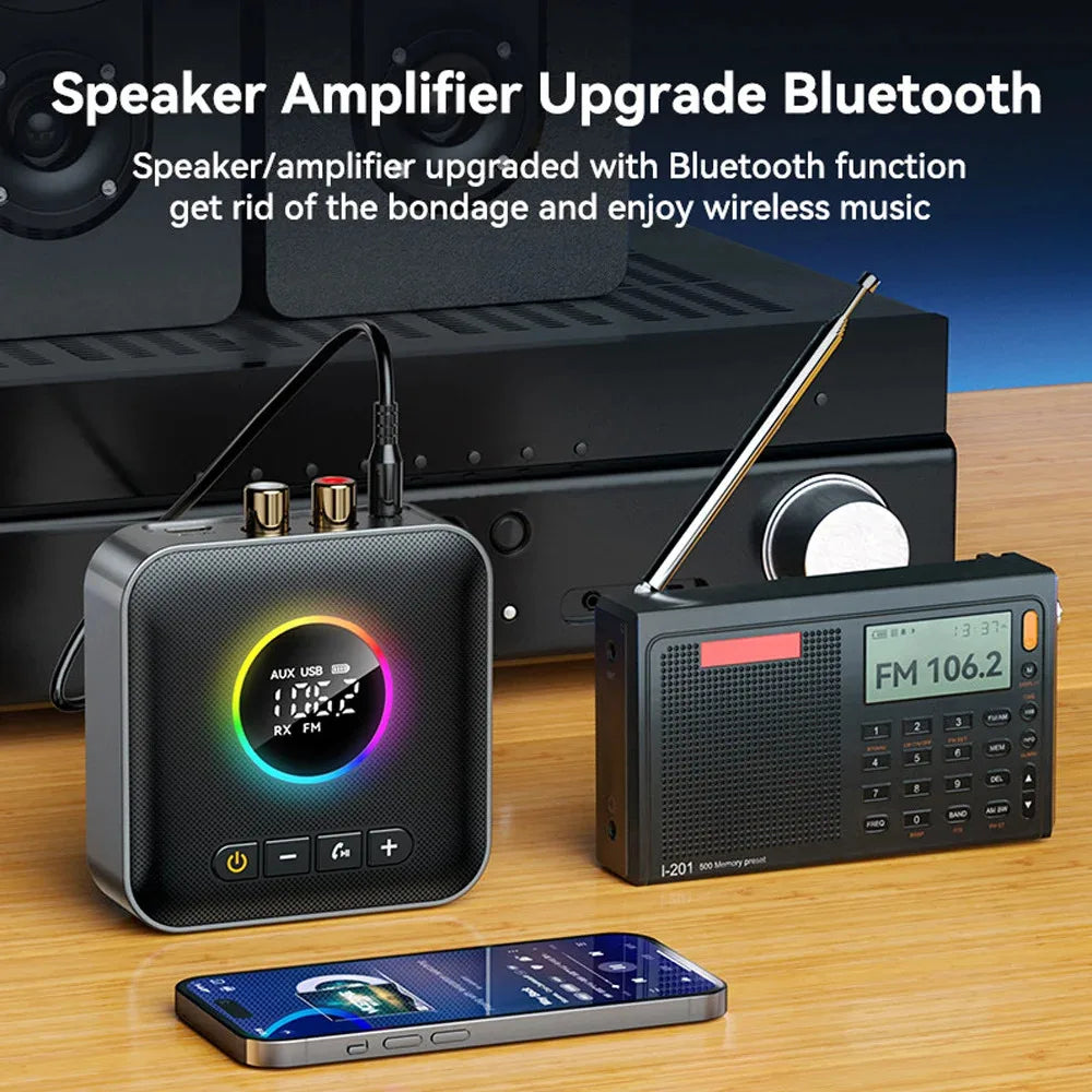 3 in 1 Bluetooth 6.0 Transmitter Receiver FM Modulator Transmitter 3.5MM AUX RCA Stereo Music LED Display Wireless Adapter