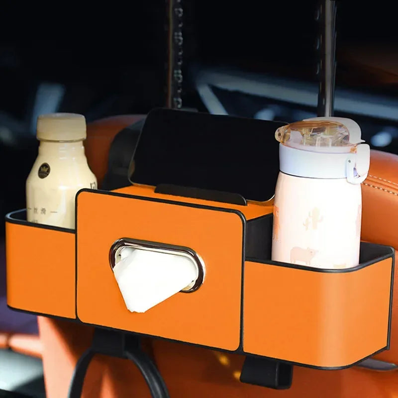 Car Backseat Organizer With Cup Holder+Tissue Box+Phone Mount Auto Seat Back Storage Bag Multifunctional Hanging Organizer