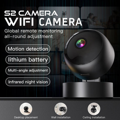 Wireless Security Camera 360° Full Coverage View WiFi HD Motion Detection Night Vision Indoor Outdoor Remote Monitor