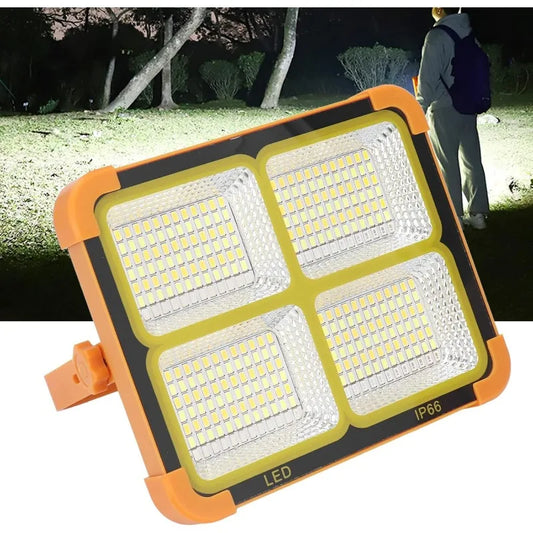 Solar Flood Light Portable LED Work Solar Light 100W IP66 with 5 Gear Adjustable Brightness Rechargeable LED Floor Light