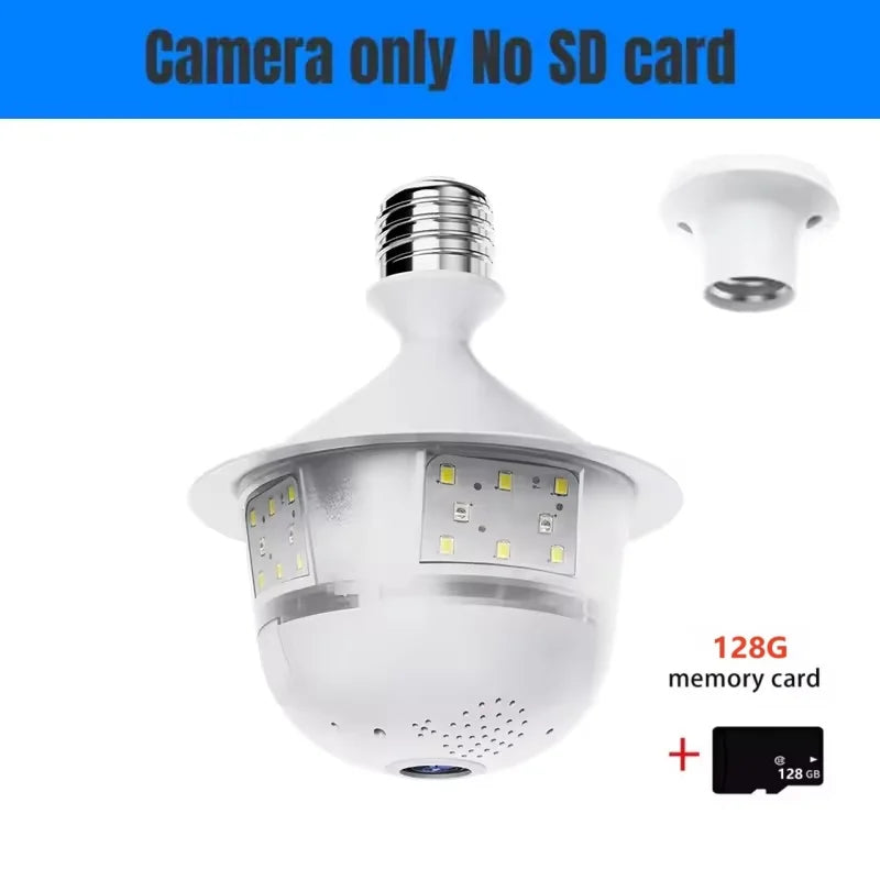 5MP Wifi 360 Panoramic Fisheye Indoor IP CCTV Bulb Security Camera Full Color Night Vision Two-Way Voice Wireless Auto Tracking