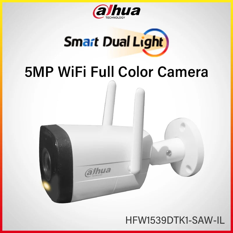 Dahua Wifi 6 5MP Full Color Camera Outdoor Wireless Security Camera Ai Human Detection Smart Dual Light Mic HFW1539DTK1-SAW-IL