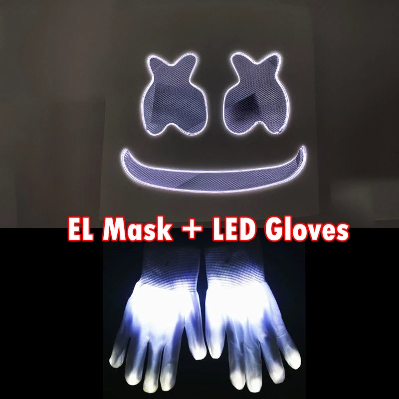 LED DJ Mask Headgear Lifelike Marshmello Mask Breathable Helmet Mask Carnival Festival Halloween Party Props Cosplay.Costume