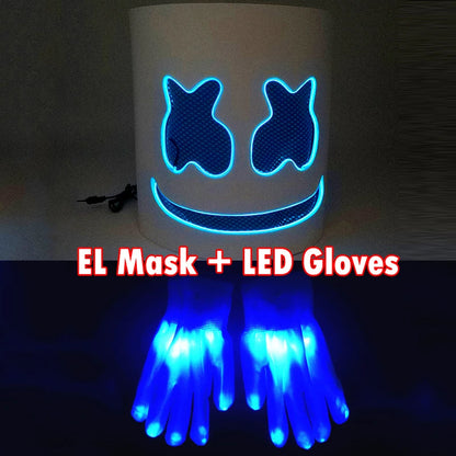 LED DJ Mask Headgear Lifelike Marshmello Mask Breathable Helmet Mask Carnival Festival Halloween Party Props Cosplay.Costume