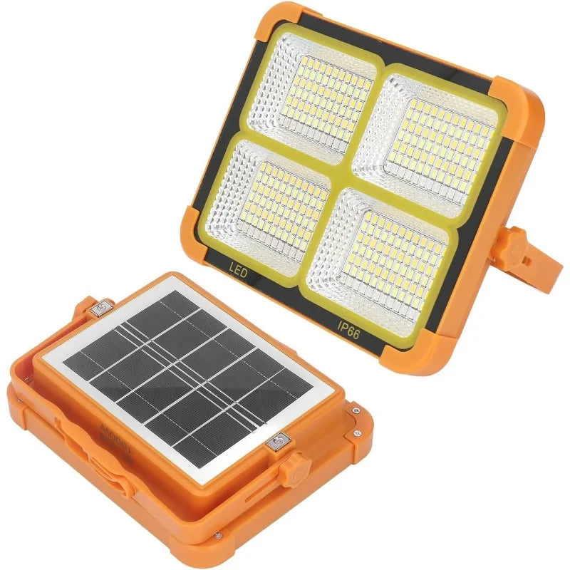 Solar Flood Light Portable LED Work Solar Light 100W IP66 with 5 Gear Adjustable Brightness Rechargeable LED Floor Light