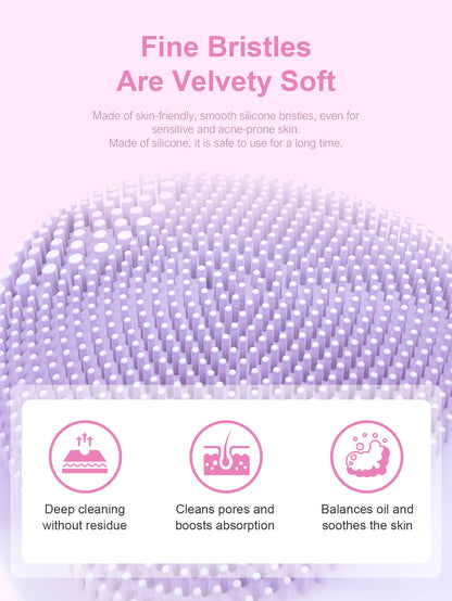 Facial Cleansing Brush Made with Ultra Hygienic Soft Silicone, Waterproof Sonic Vibrating Face Brush for Deep Cleansing, Gentle