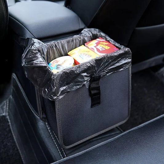 Car Seat Back Organizer with Hanging Garbage Can and Armrest Trash Bin