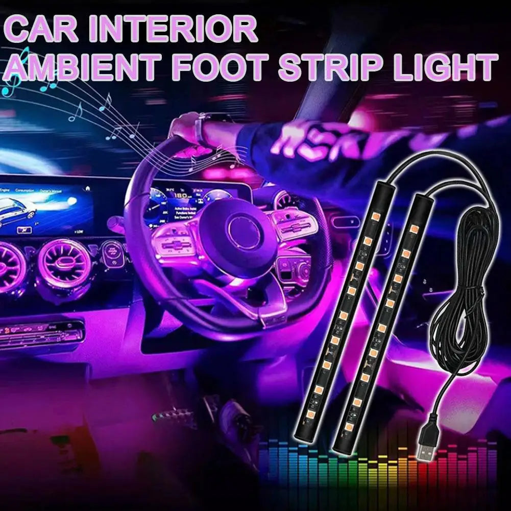 LED Car Interior Ambient Foot Light With USB Backlight Light 5V Auto Decorative Atmosphere Neon Lamp Vehicle Accessories