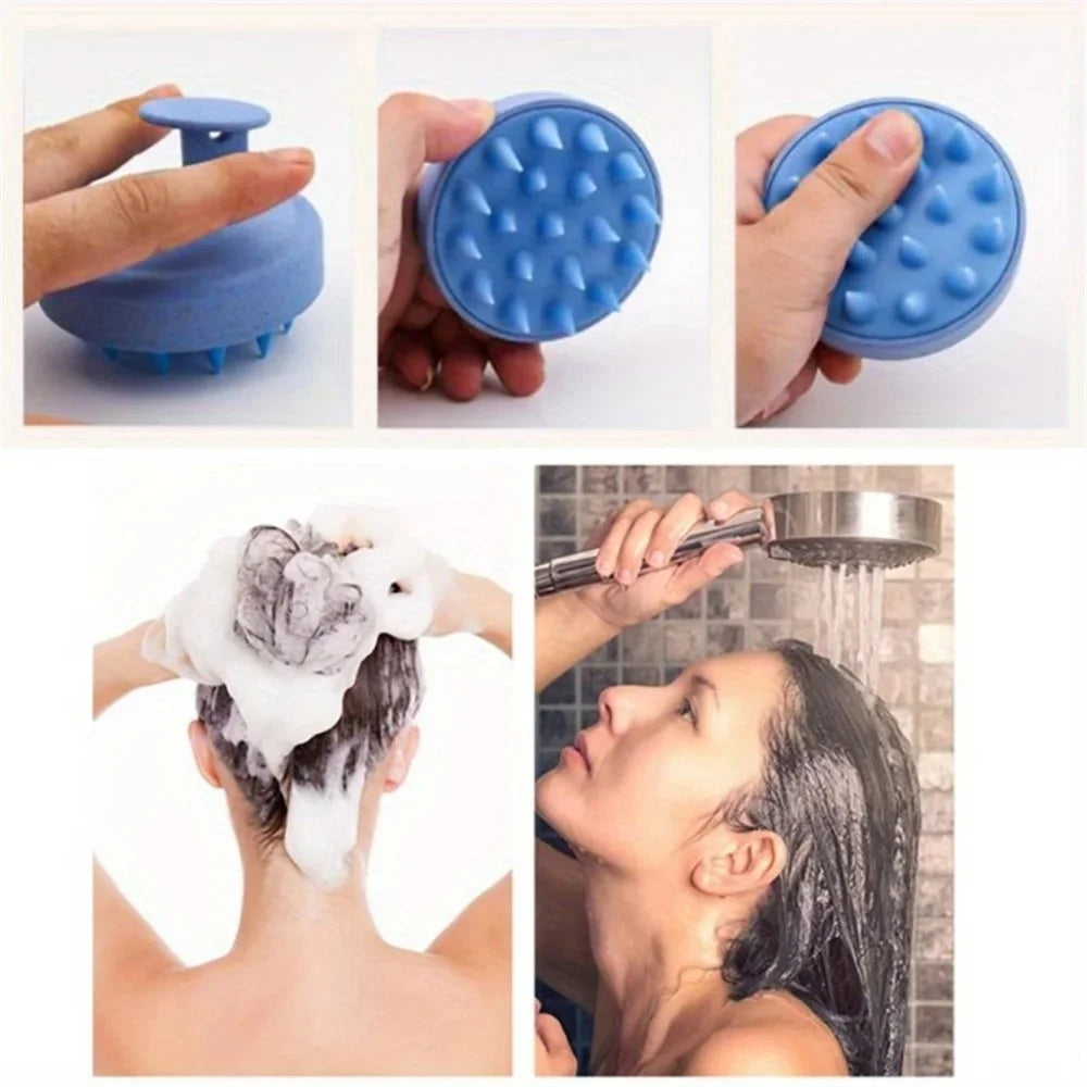 Hair Massager Comb Head Cleaning and Massage Silicone Brush Wet and Dry Scalp Massage Brush Non-invasive Scalp Deep Conditioning